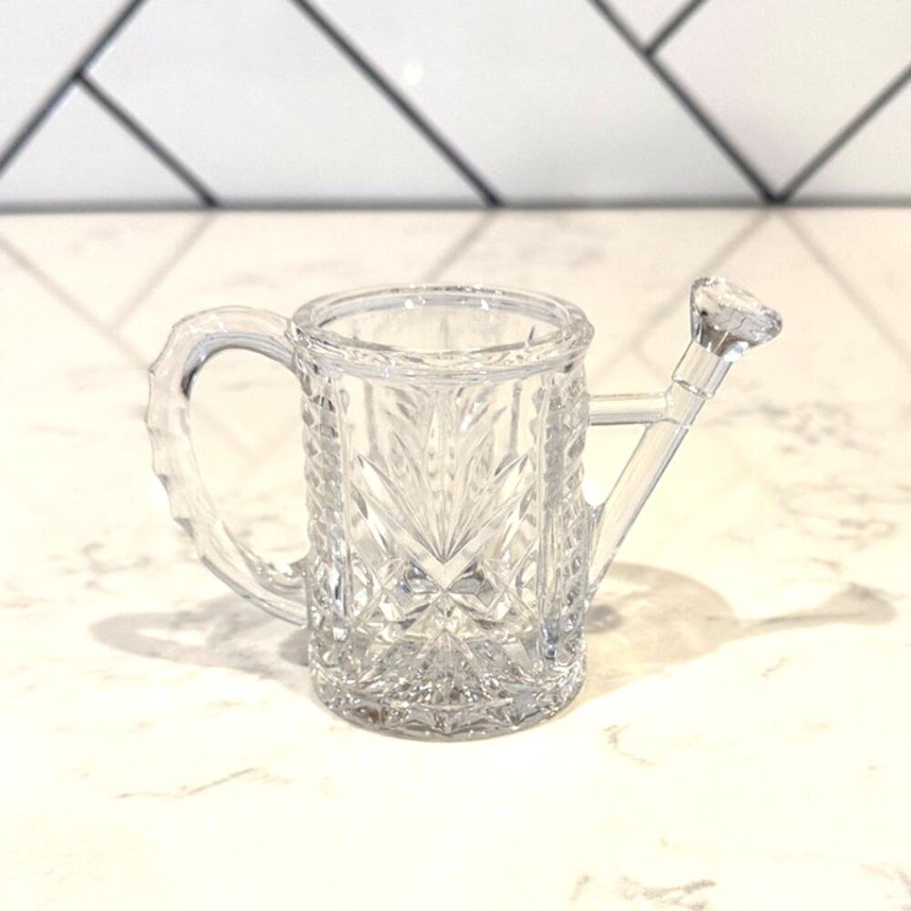 Princess House lead crystal miniature watering can shelf trinket gardener decor